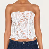 Embroidery Sea Shell Cut Out Top